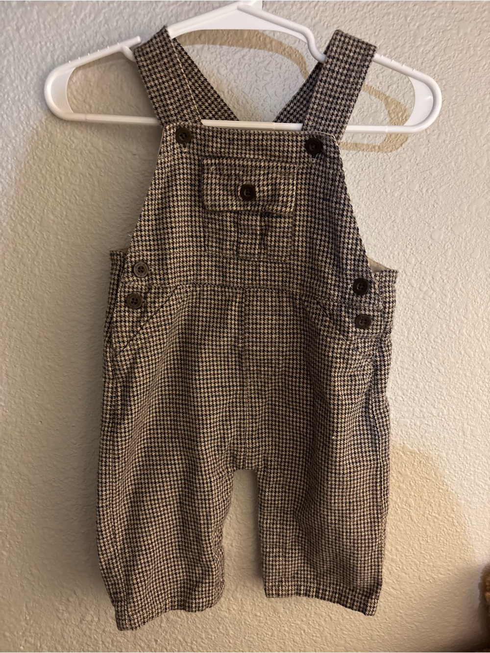 Koala Baby Boutique Classic Houndstooth Overalls - Cream & Black Kids One Piece